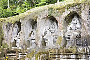 Gunung Kawi 8m high scupltures carved into the rock face resting photo