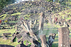 Gunung Padang historical and archaeological site on sunny day. photo