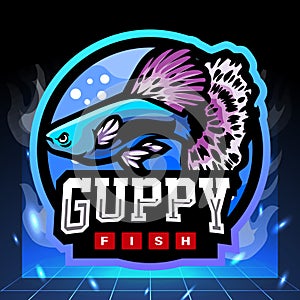 Guppy fish mascot. esport logo design