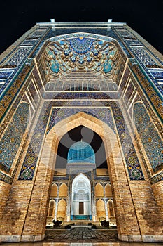 Gur-e-Amir Mausoleum in Central Samarkand, Uzbekistan along the photo