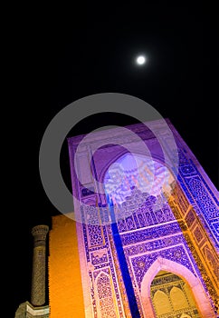 Gur Emir Mausoleum at night