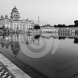 Gurdwara Bangla Sahib is the most prominent Sikh Gurudwara, Bangla Sahib Gurudwara inside view during evening time in New Delhi,