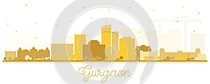 Gurgaon India City Skyline Silhouette with Golden Buildings Isolated on White