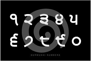 Gurmukhi Numbers 0 to 9 vector. Gurmukhi digits. Punjabi numbers. Print