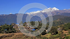 Gurung village Ghale Gaun and Annapurna range