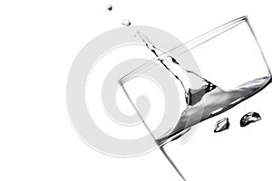 Gush of water in a glass