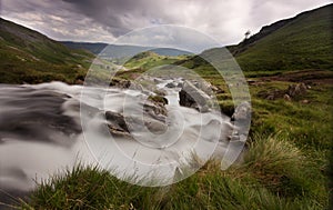 Gushing stream up mountain