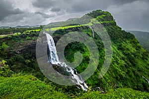 Gushing waters of the Madhe Ghat waterfalls