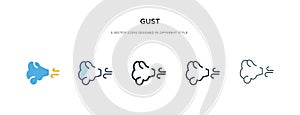 Gust icon in different style vector illustration. two colored and black gust vector icons designed in filled, outline, line and
