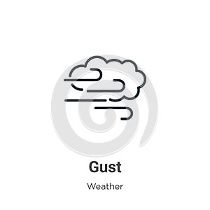 Gust outline vector icon. Thin line black gust icon, flat vector simple element illustration from editable weather concept