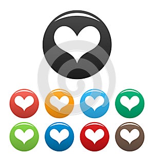 Gustatory heart icons set color vector photo