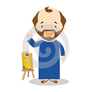 Gustav Klimt cartoon character. Vector Illustration. Kids History Collection photo