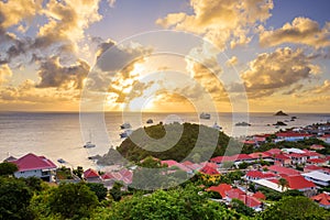 Gustavia, St Barts coast in the West Indies of the Caribbean Sea