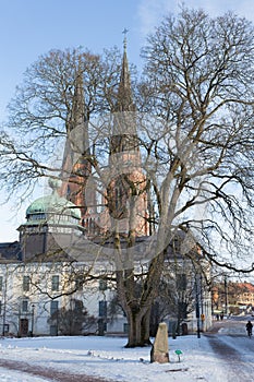 Gustavianum and twin towers of Uppsala Cathedral