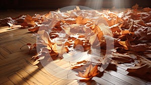 Gusty Leaves: A Realistic Rendering Of Autumn Leaves On A Sunlit Floor