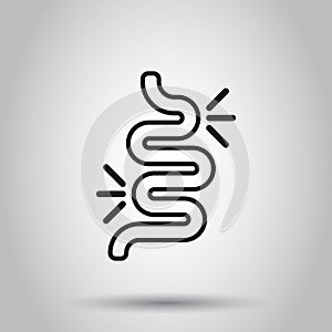 Gut constipation icon in flat style. Colitis vector illustration on isolated background. Stomach business concept