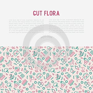 Gut flora concept with thin line icons