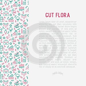 Gut flora concept with thin line icons