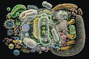 Gut microbiota, illustration. Ai generated photo