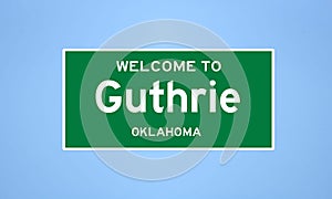 Guthrie, Oklahoma city limit sign. Town sign from the USA.