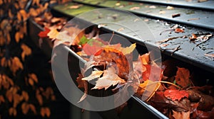 gutter clogged with autumn leaves