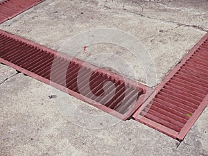 Gutter Red Grate Drainage street sewers Storm drain