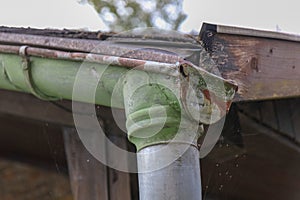 guttering Metal Shale on the roof of a house