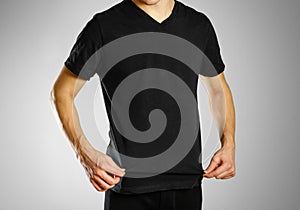 The guy in the black blank t-shirt. Prepared for your logo