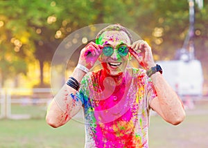 Guy celebrate holi festival