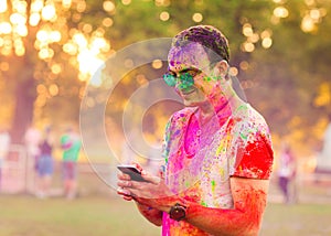 Guy celebrate holi festival