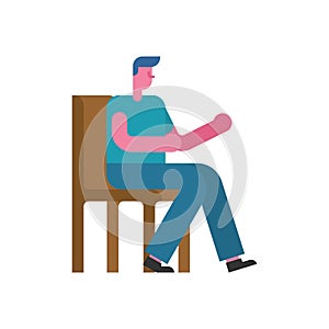 Guy On chair. Man sit. human on stool. Vector illustration