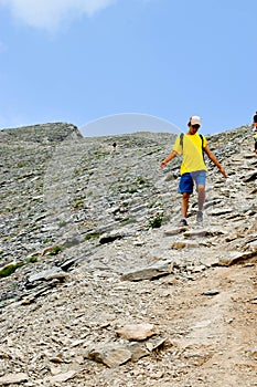 Descending from the top.