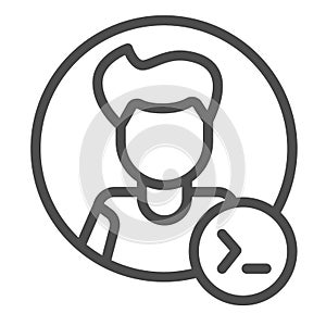 Guy, command line in circle, backend developer line icon, ui concept, programmer vector sign on white background