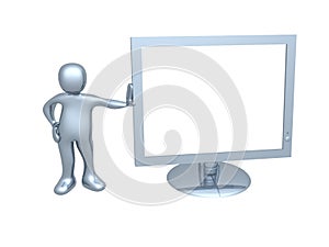 Guy with computer monitor