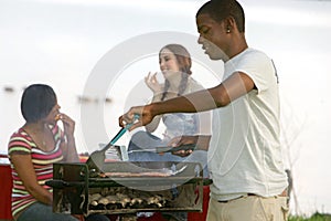 Guy cooking bbq