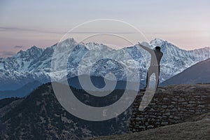 Guy Dabbing in the Himalaya Mountain Range