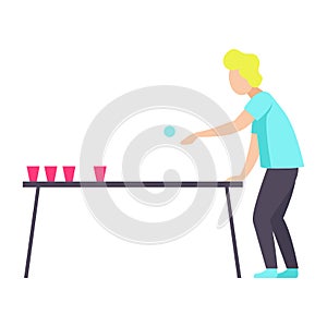 Guy drinking cocktails at party, young man having fun at nightclub vector Illustration on a white background