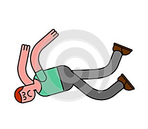 Guy fall isolated. Man falling. Pain and discontent