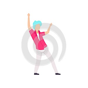 Guy in fashionable clothes dancing at party, young man having fun at nightclub vector Illustration on a white background