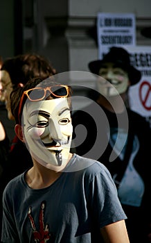 Guy Fawkes - Anonymous activist at rally