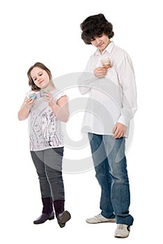 Guy and girl consider money