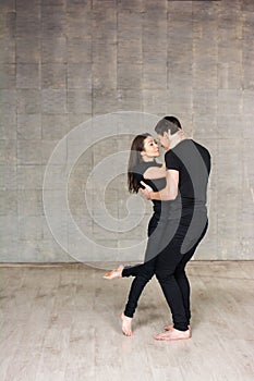 Guy and girl in dance movement.