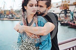 Guy and girl on pier