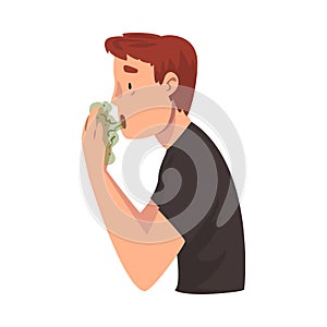 Guy Having Bad Breath, Guy Having Body Odor Problem Vector Illustration