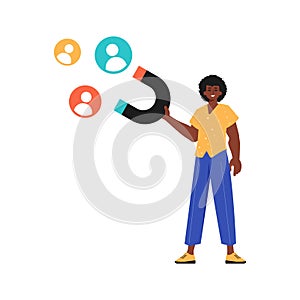 The Guy holds a attract chat up in his plunge , which attracts count. Trendy style, Vector Illustration