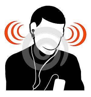 Guy listening music at high volume