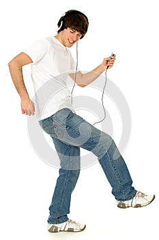 Guy with mp3 player