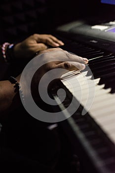 Playing Piano during a practice photo