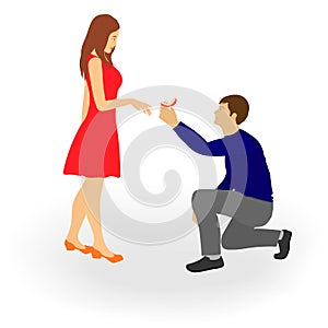 The guy proposes to the girl.