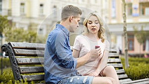Guy proposing with ring to girlfriend, girl refusing to marry, disappointment